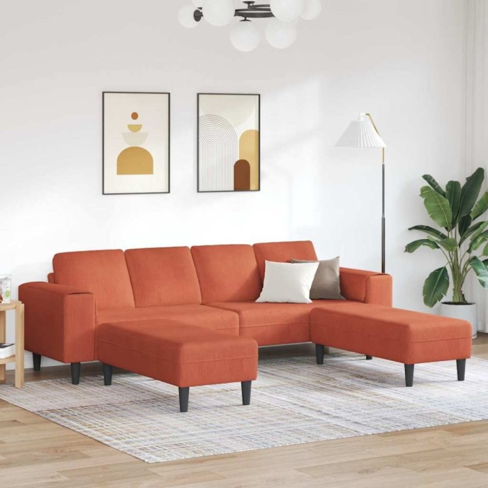 vidaXL Sofa din material textil cu pernă Roșu portocalie 208 cm 3335138