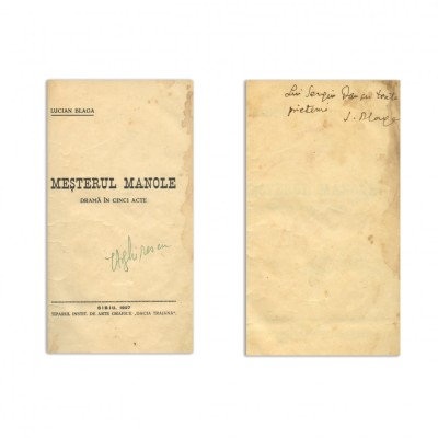 Lucian Blaga, Meșterul Manole, 1927, cu dedicație pentru Sergiu Dan foto