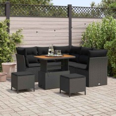 vidaXL Set de canapele pentru grădină 8 pcs Negru poliratan 3361484