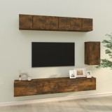 vidaXL Set dulapuri TV, 6 piese, stejar fumuriu, lemn prelucrat