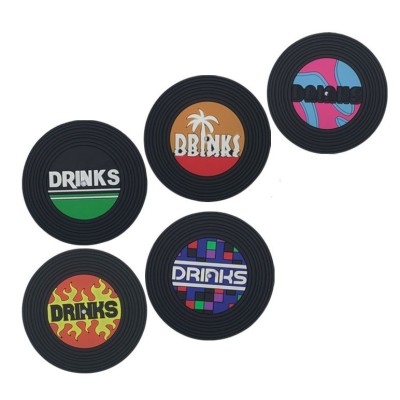 Cyrax Set 5 Suporturi pentru Pahare, Filppy, din PVC, Diametru 9 cm, Rezistent la Caldura, Multicolor foto