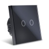 Intrerupator Smart Touch Techstar&reg;, Wireless 2.4GHz, Sticla Securizata, Design Modern, Iluminare LED, 2 Faze, Negru