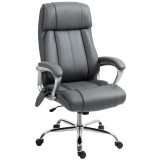 HOMCOM Scaun de Birou cu Masaj &icirc;n 6 Puncte, Vibrant și &Icirc;nclinabil, cu Buzunar și Telecomandă, 66x72x113-121 cm, Gri | Aosom Romania