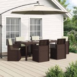 vidaXL Set de masă pentru grădină cu pernă 7 pcs Maro și Crem PP 3430075