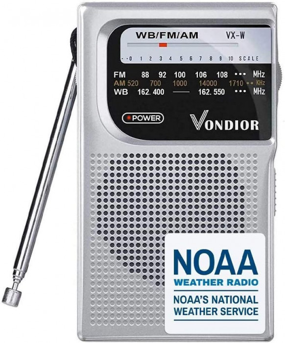 Radio meteo NA - Radio portabil cu baterii NOAA/AM/FM de urgență cu cea mai bună