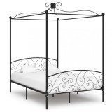 VidaXL Cadru de pat cu baldachin, negru, 140 x 200 cm, metal