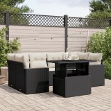 Gossi set canapele de gradina cu perne, 7 piese, negru, poliratan
