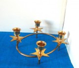 Sfesnic candelabra 4 focuri, alama lustruita, placata aur -Nordic Stars- Suedia, Sfesnice