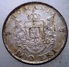 R.133 ROMANIA MIHAI I 200 LEI 1942 ARGINT foto