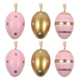 Oua Decorative de Paste din Spuma, 6 buc, 5 cm, Roz si Auriu, CMCLASS