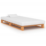 VidaXL Cadru de pat din paleți, maro, 90x200 cm, lemn masiv de pin