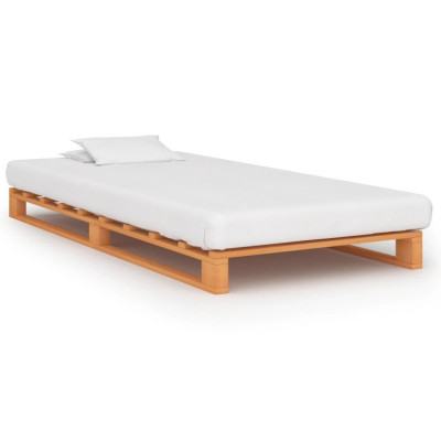 vidaXL Cadru de pat din paleți, maro, 90x200 cm, lemn masiv de pin foto