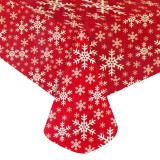 Fată De Masă Decorativă, Crăciun, Fulg Albi, Culoare Roșu, Dimensiuni 170x130 cm, Material PEVA