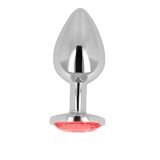 Dop anal, Cristal rosu, marimea M, diametru 3.3 cm, lungime 8 cm, metalic, argintiu