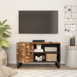 Dulap TV, 80x33x46 cm, lemn masiv reciclat&amp;lemn prelucrat