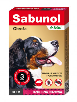 Zgarda antiparazitara caini, SABUNOL DOG GPI, 10-25 kg, roz, 50 cm AnimaPet MegaFood foto