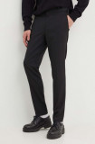 HUGO pantaloni din lana culoarea negru, drept, 50519673