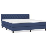 Cumpara ieftin Pat box spring cu saltea, albastru, 180x200 cm, material textil