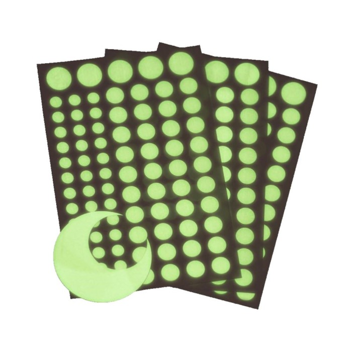 Set Buline si Luna Fosforescenta,210 Piese, 4 Dimensiuni cu Iluminare Indelungata, Autoadeziv, Premium, CBD CORAL BEST DEALS Fosforescent 2 cm 2 cm 2