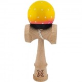 Kendama X Originala, Kendama Profesionala din Lemn, Super Sticky, 18 cm, Galben/Roz/Negru