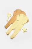 Set 2 salopete lungi Bamboo, galben, BabyCosy, 50%bumbac+50% bambus (Marime: 3-6 Luni)