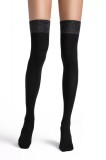 Șosete lungi peste genunchi din microfibră și lurex, Conte Trendy 180 Den - Negru, 36-39 (23-25)