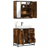 VidaXL Set mobilier de baie, 2 piese, stejar fumuriu, lemn prelucrat