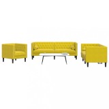 VidaXL Set canapele Chesterfield cu perne rulou 3 piese galben catifea