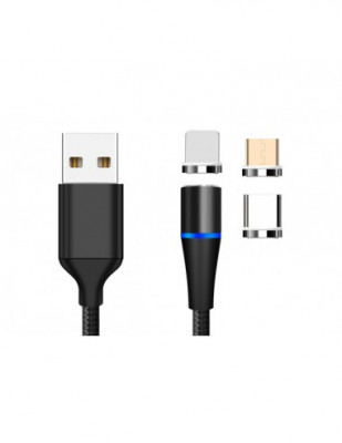 Cablu date incarcare 3in1 fast charge 3.0 USB la MICRO USB/TYPE-C/LIGHTNING 1.5M 3A NEGRU foto