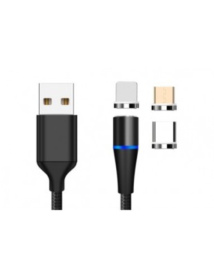 Cablu date incarcare 3in1 fast charge 3.0 USB la MICRO USB/TYPE-C/LIGHTNING 1.5M 3A NEGRU foto