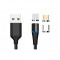 Cablu date incarcare 3in1 fast charge 3.0 USB la MICRO USB/TYPE-C/LIGHTNING 1.5M 3A NEGRU