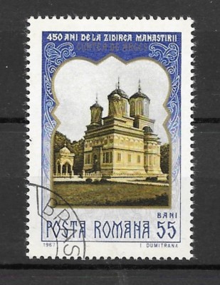 Romania 1967 - 450 ani de la zidirea Manastirii C. de Arges s. stampilata LP 659 foto