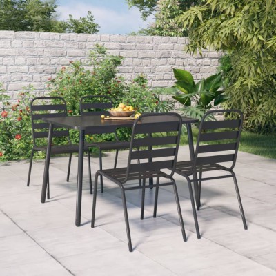 vidaXL Set de masă pentru grădină, 5 piese, antracit, oțel 3187991 foto