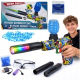 Pistol automat cu bile gel, set XXL 1000 bile, 41 cm, 2 amortizoare (LED + efect abur), acumulator 3,6V