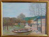 Tablou pictat PEISAJ DE TOAMNA, dimensiune 30/40 cm, Peisaje, Acrilic, Realism