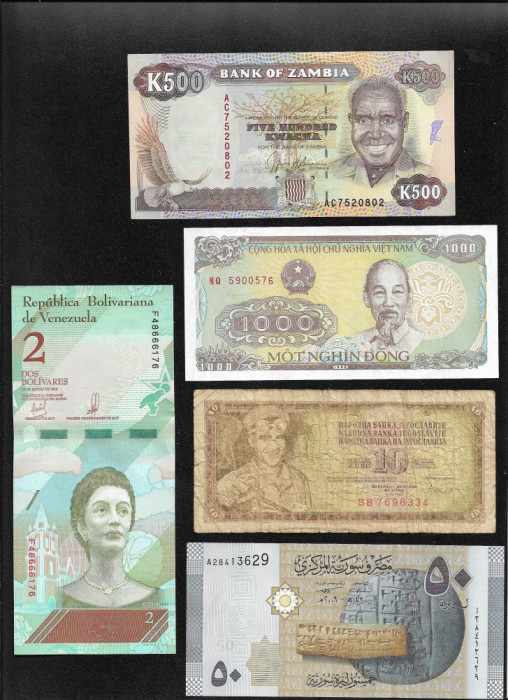 Set 5 bancnote de prin lume adunate (cele din imagini) #108