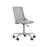 Scaun birou copii din polipropilena HM Pure, piele ecologica, baza vopsita, inaltime reglabila, roti pivotante, 80 kg, gri