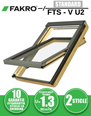 Fereastra mansarda FAKRO FTS-V U2, lemn de pin, 2 sticle foto