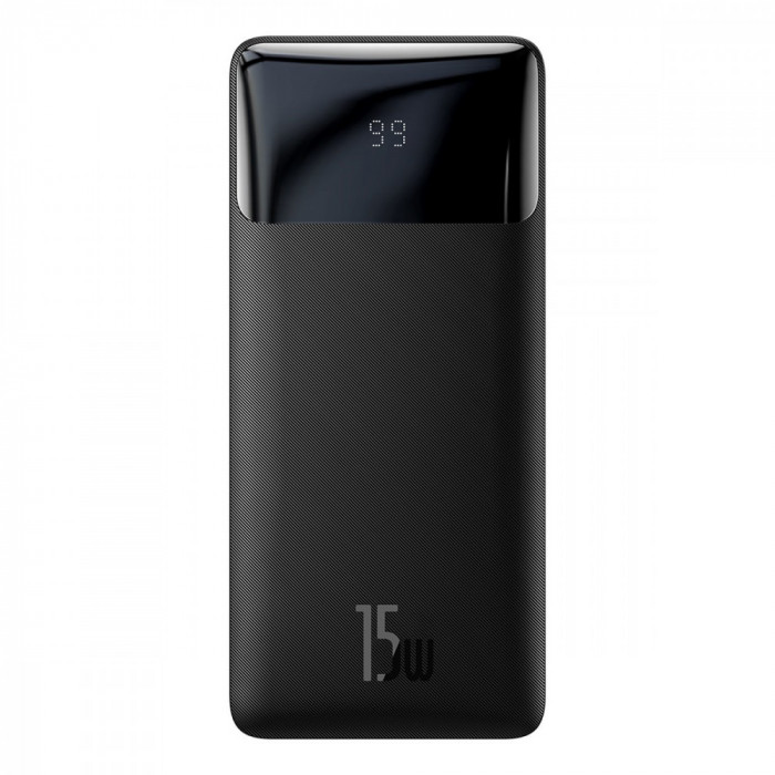 Powerbank Baseus Bipow Cu Display 30000mAh 15W Negru (Overseas Edition) + Cablu USB-A - Micro USB 0.25m Negru (PPBD050201)