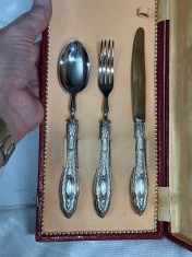 SET - LINGURA + FURCULITA + CUTIT ARGINT 800 - Cadou Botez Copil - 12lei/gr.