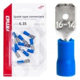 Set 10 Conectori Tata Izolati 6.35mm, 1.5-2.5mm&sup2;, 15A, Cablaje Auto, Albastru
