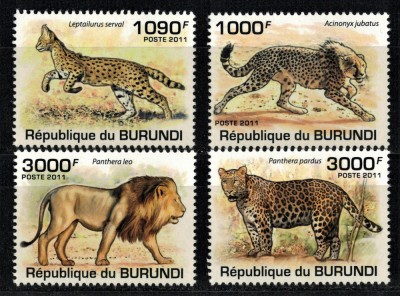 BURUNDI 2011 - Fauna, Feline mari / serie completa MNH foto