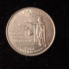 M3 C50 - Moneda foarte veche - 1/4 dollar - Hawaii D - 2008 - America USA