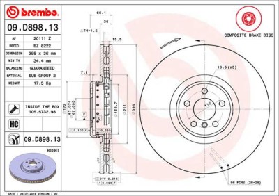 BREMBO 09.D898.13 PRIME LINE - Composite Disc frana foto