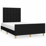 VidaXL Cadru de pat cu tăblie, negru, 120x190 cm, material textil