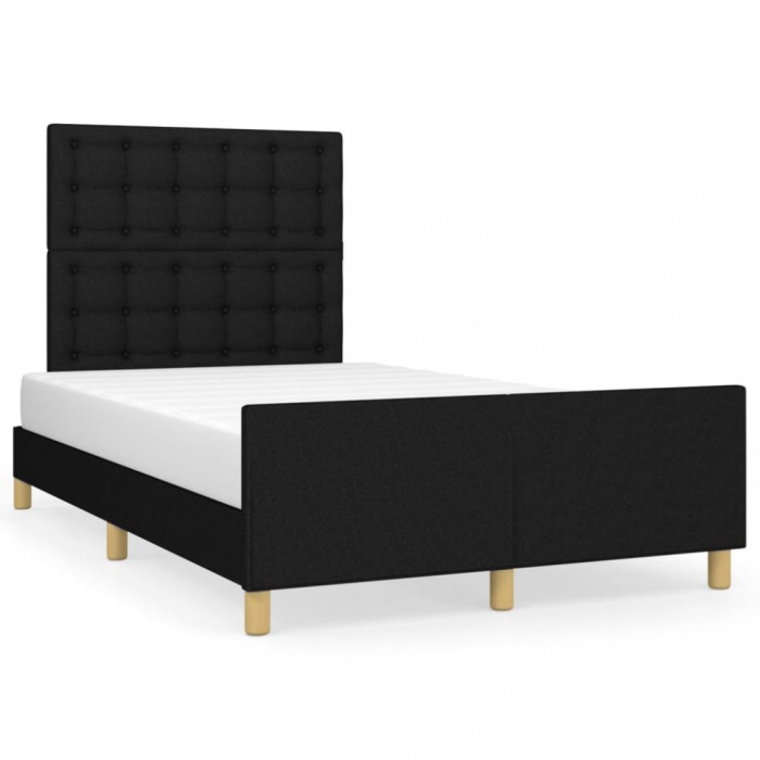Gossi cadru de pat cu tablie, negru, 120x190 cm, material textil