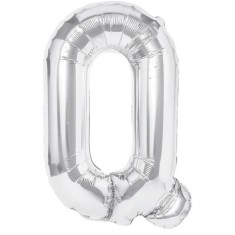 Balon Folie Metalizata Litera Q, Pai inclus Argintiu