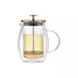 Infuzor, aparat din sticla cu piston pentru cafea, ceai, culoare cupru, capacitate 600 ml, Klausberg