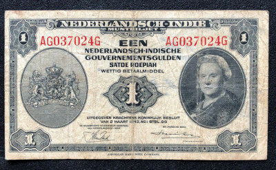 India Olandeza 1 gulden 1943 foto