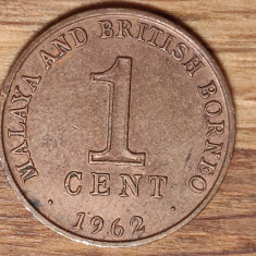 Malaya & british Borneo -moneda de colectie -1 cent 1962- an unic ! - superba!